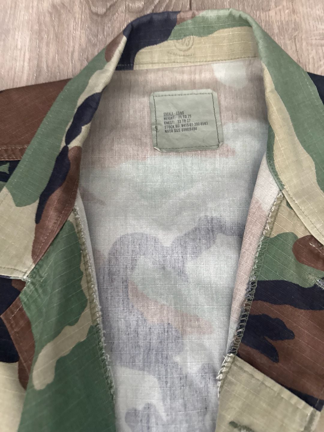Vintage US Military Woodland BDU Camo Combat Jacket Shirt Small Long 5
