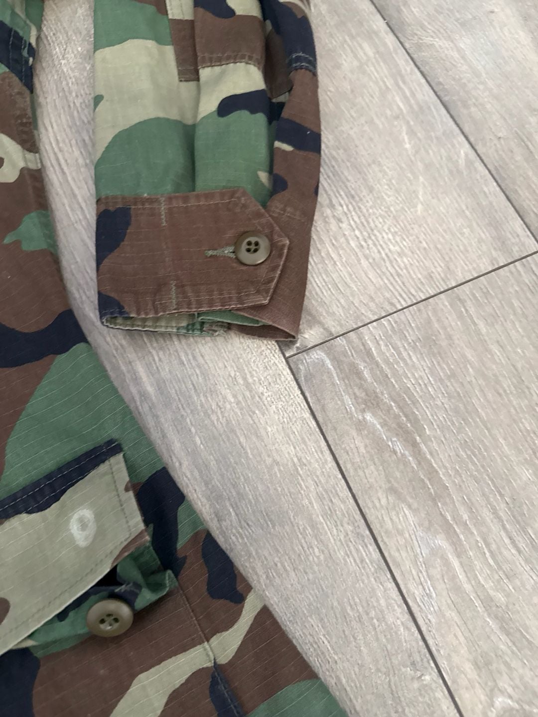 Vintage US Military Woodland BDU Camo Combat Jacket Shirt Small Long 7