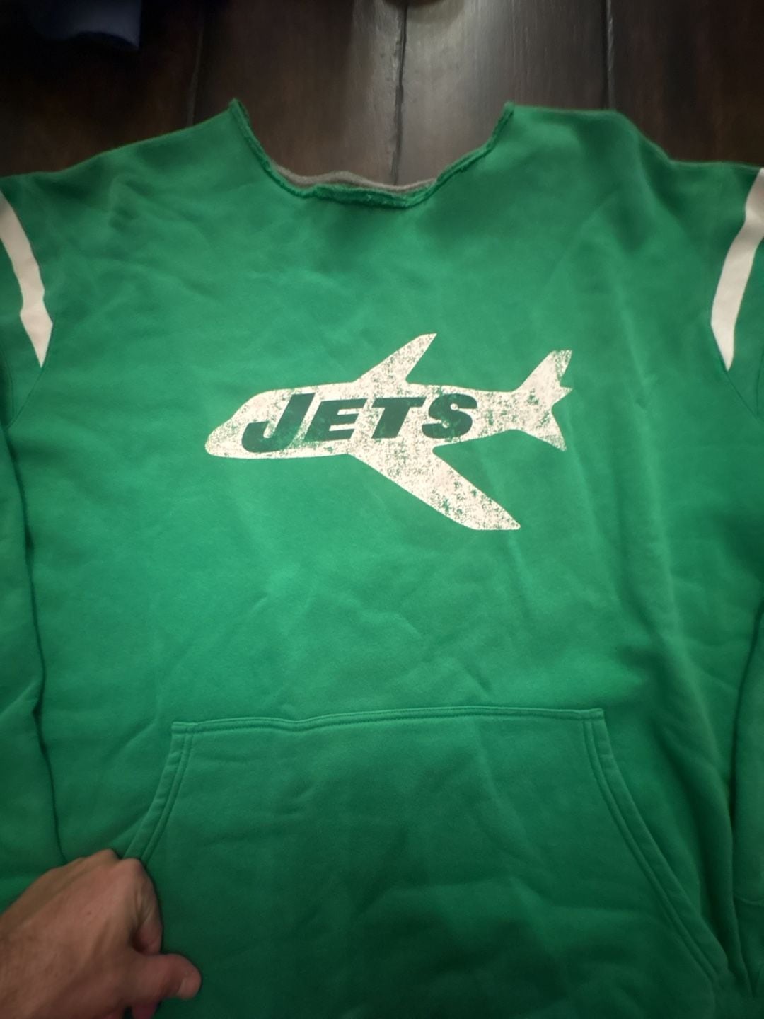 Fanatics Pro Line New York Jets Vintage Logo Kelly Green Pullover Hoodie 3