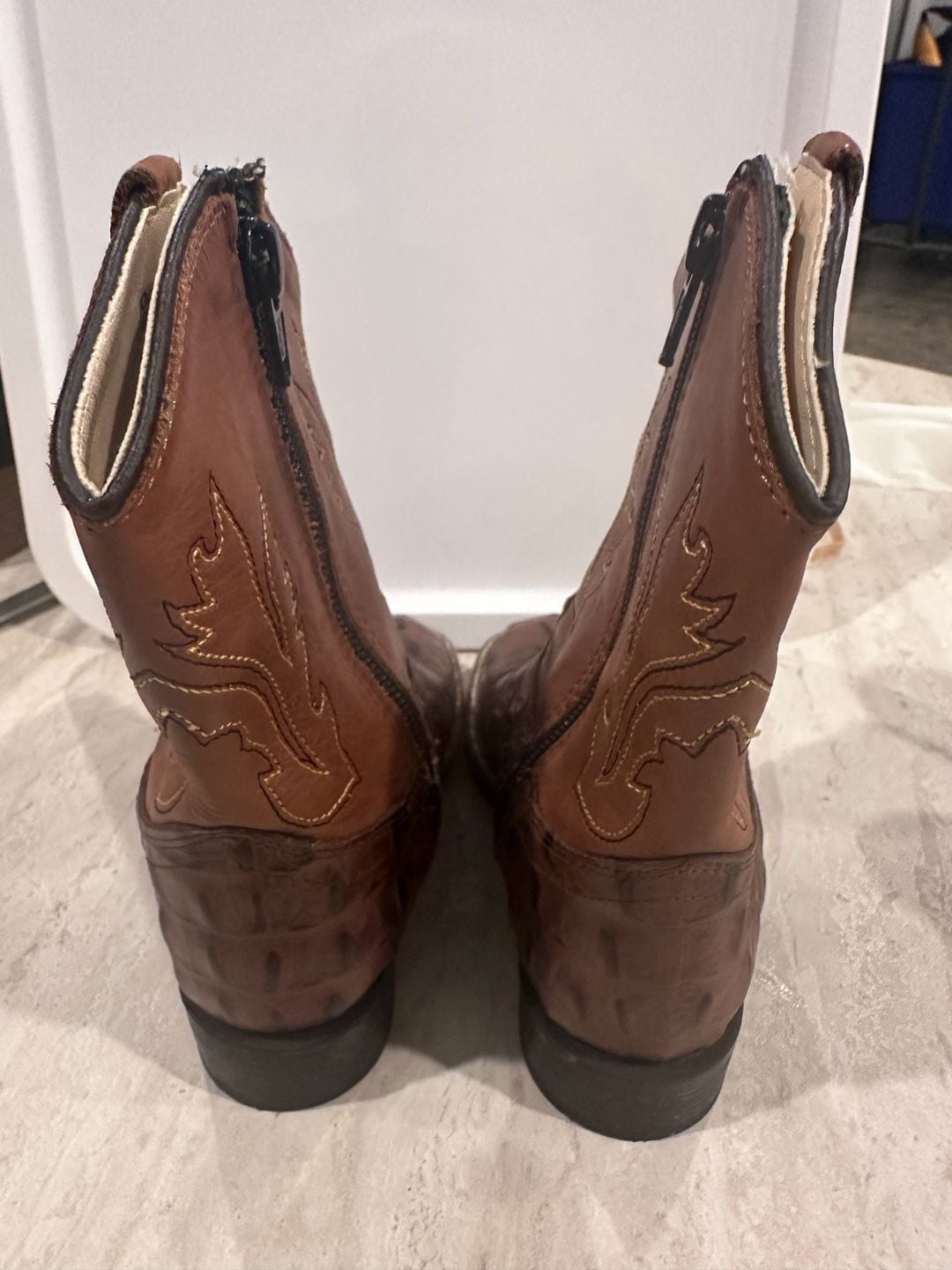Old West BSI1830 Brown Caiman Print Square Toe Western Boots child Size 8.0-D 5