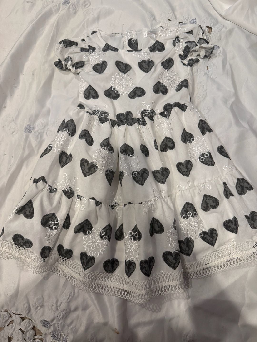 Nannette Heart Print Girls Lined Dress 2