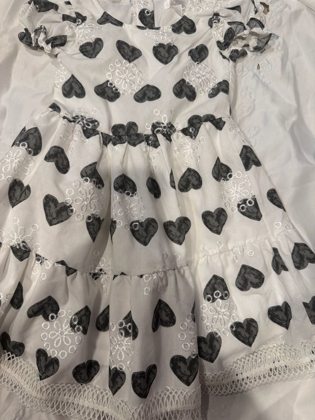 Nannette Heart Print Girls Lined Dress 4