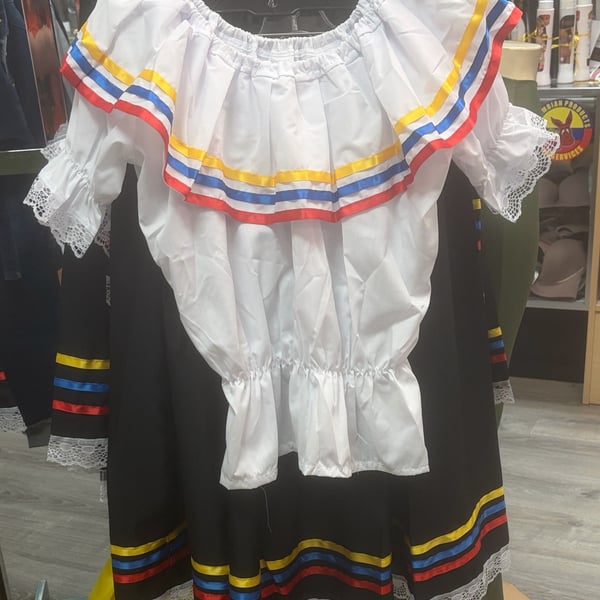 Ribbons Dress Yellow, Blue, Red, Colombian Dress, Venezuelan Dress, Ecuador