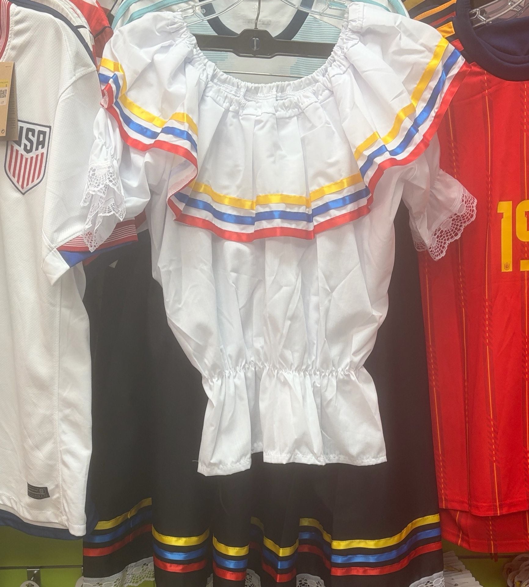 Ribbons Dress Yellow, Blue, Red, Colombian Dress, Venezuelan Dress, Ecuador 7