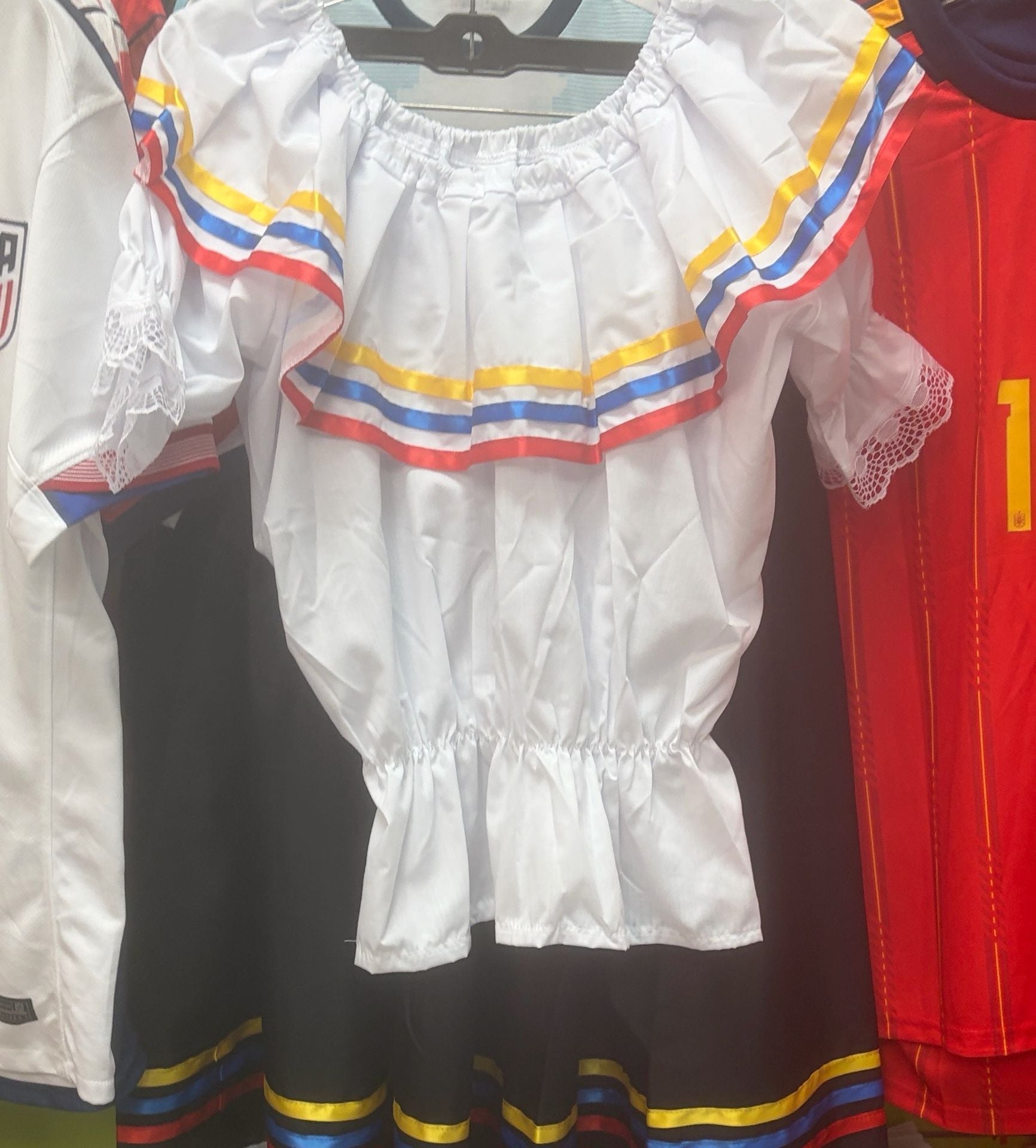 Ribbons Dress Yellow, Blue, Red, Colombian Dress, Venezuelan Dress, Ecuador 11