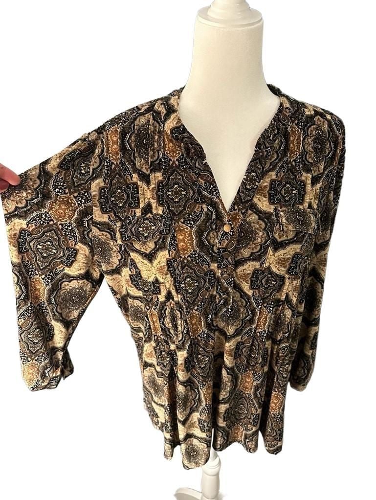 Cocomo Long Sleeve V-Neck Tunic with Geometric Print 3