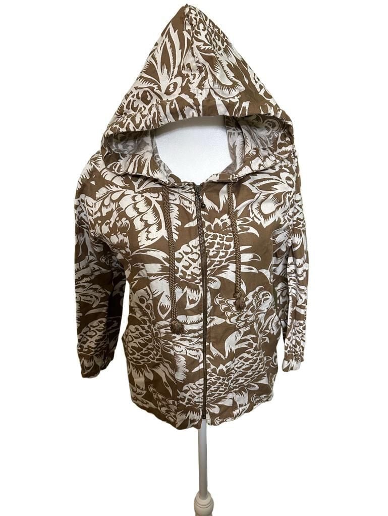 Pre loved Tommy Bahama Brown Hawaiian Tropical zip up women’s medium 5