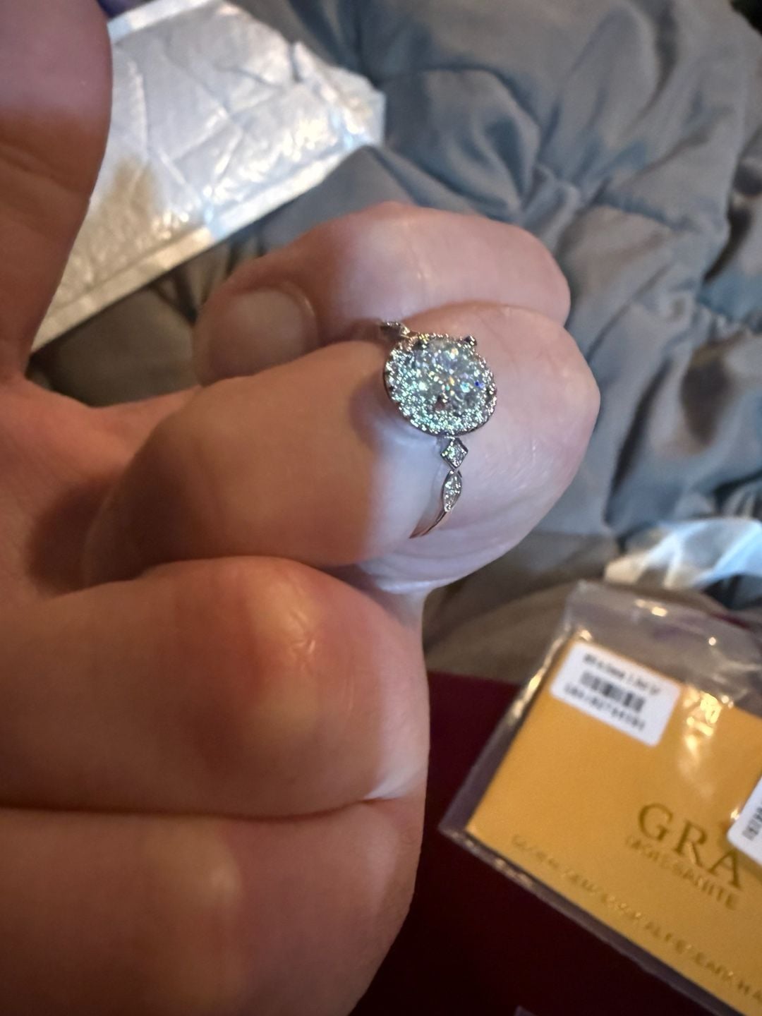 1.0ct Round Moissanite Halo Engagement Ring 7