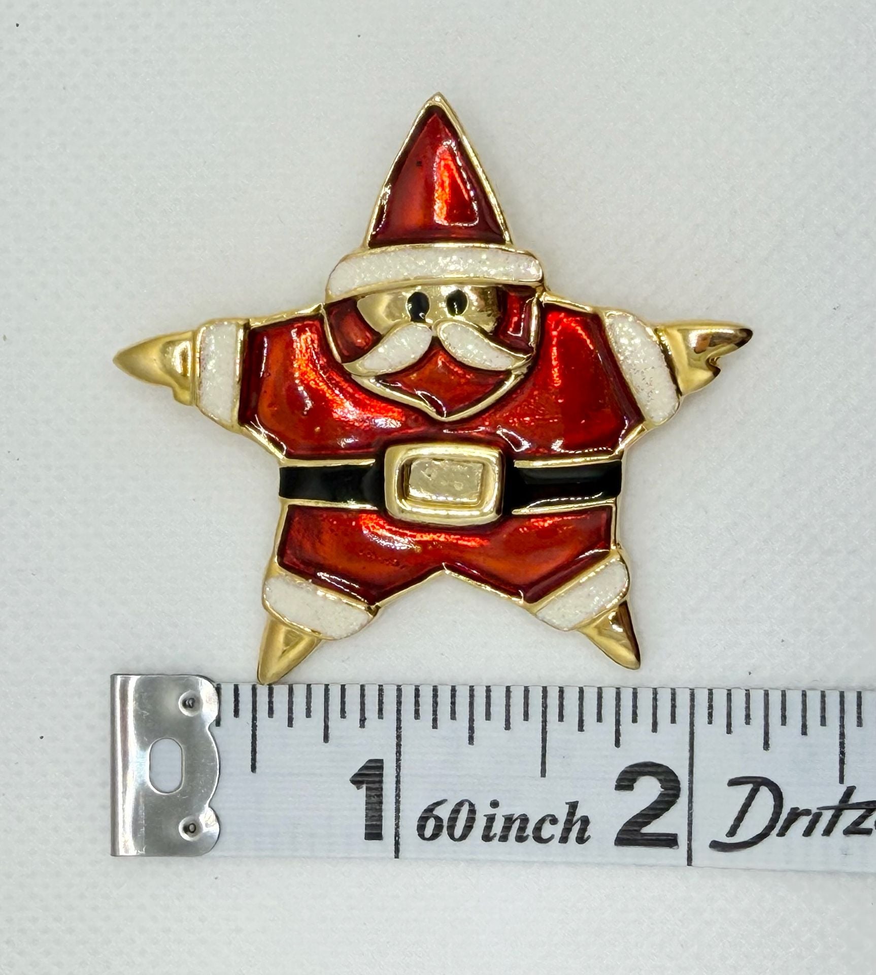 Vintage Enamel Christmas Santa Claus Star Brooch Pin 4