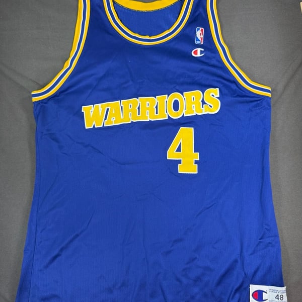 Vintage Champion Golden State Warriors Chris Webber #4 Blue NBA Jersey Size 48