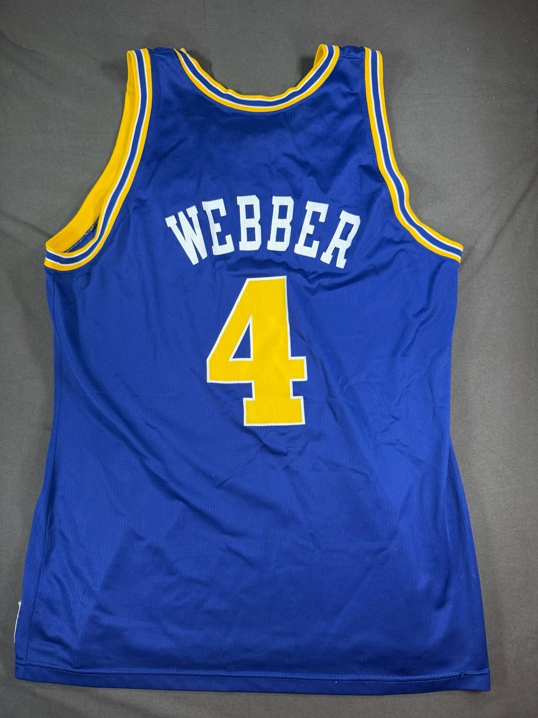 Vintage Champion Golden State Warriors Chris Webber #4 Blue NBA Jersey Size 48 3