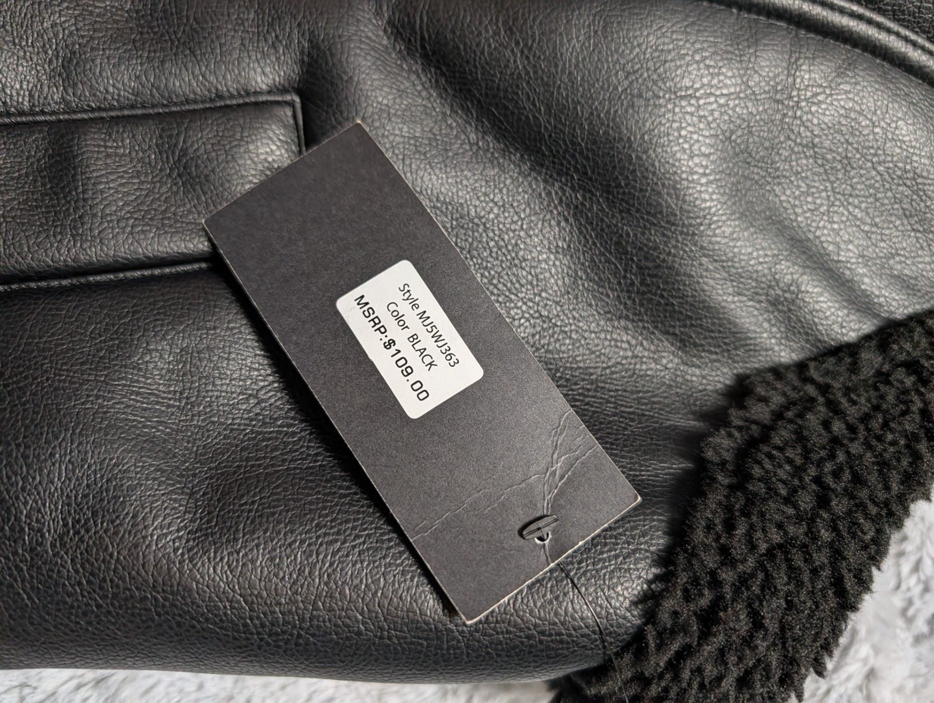 Marc New York Black Faux Leather Sherpa Collar Vest 3