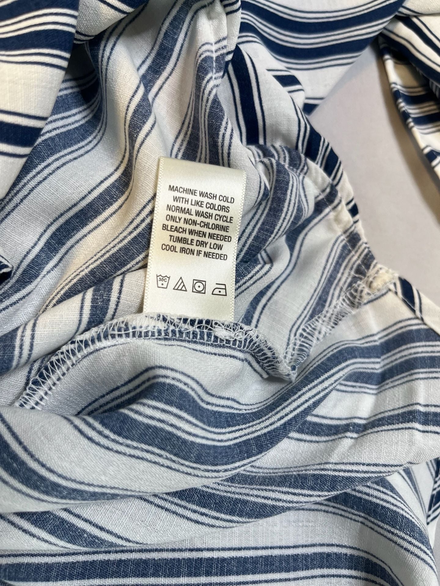 Blue & White Striped Blouse Coastal Preppy Nautical Lightweight Casual Top 7
