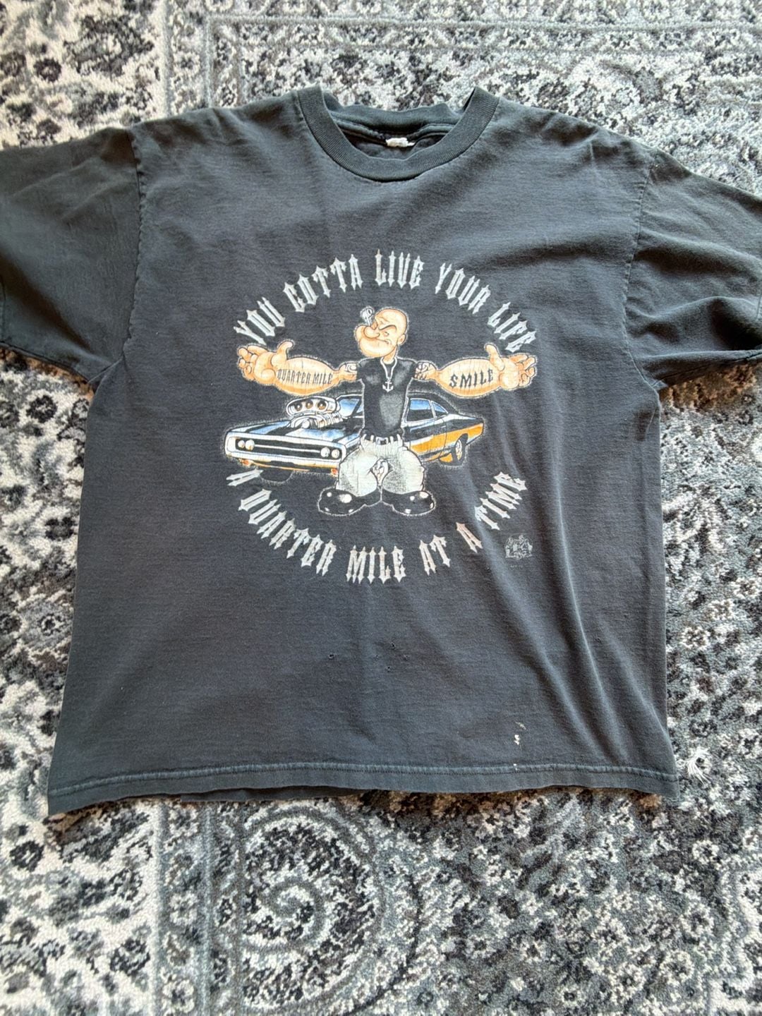 Vintage 2000s Popeye Dominic Toretto Fast and Furious Cartoon Movie T-shirt Sz L 3