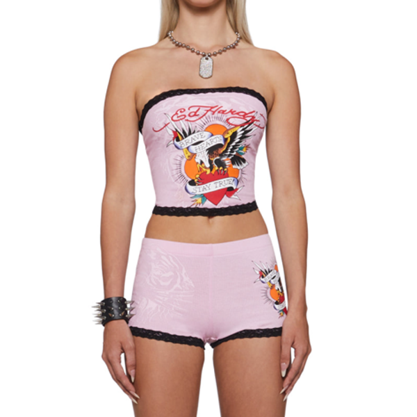 Ed Hardy Brave Eagle Tube Top - Pink