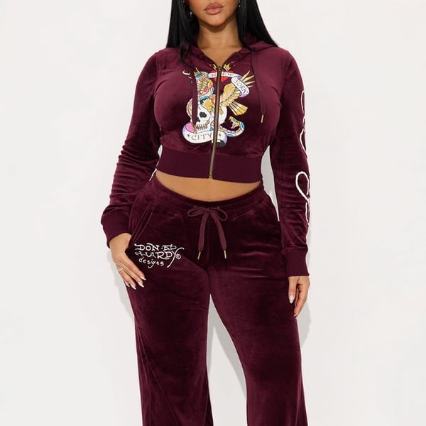 Ed Hardy NYC Skull Velour Pant Set