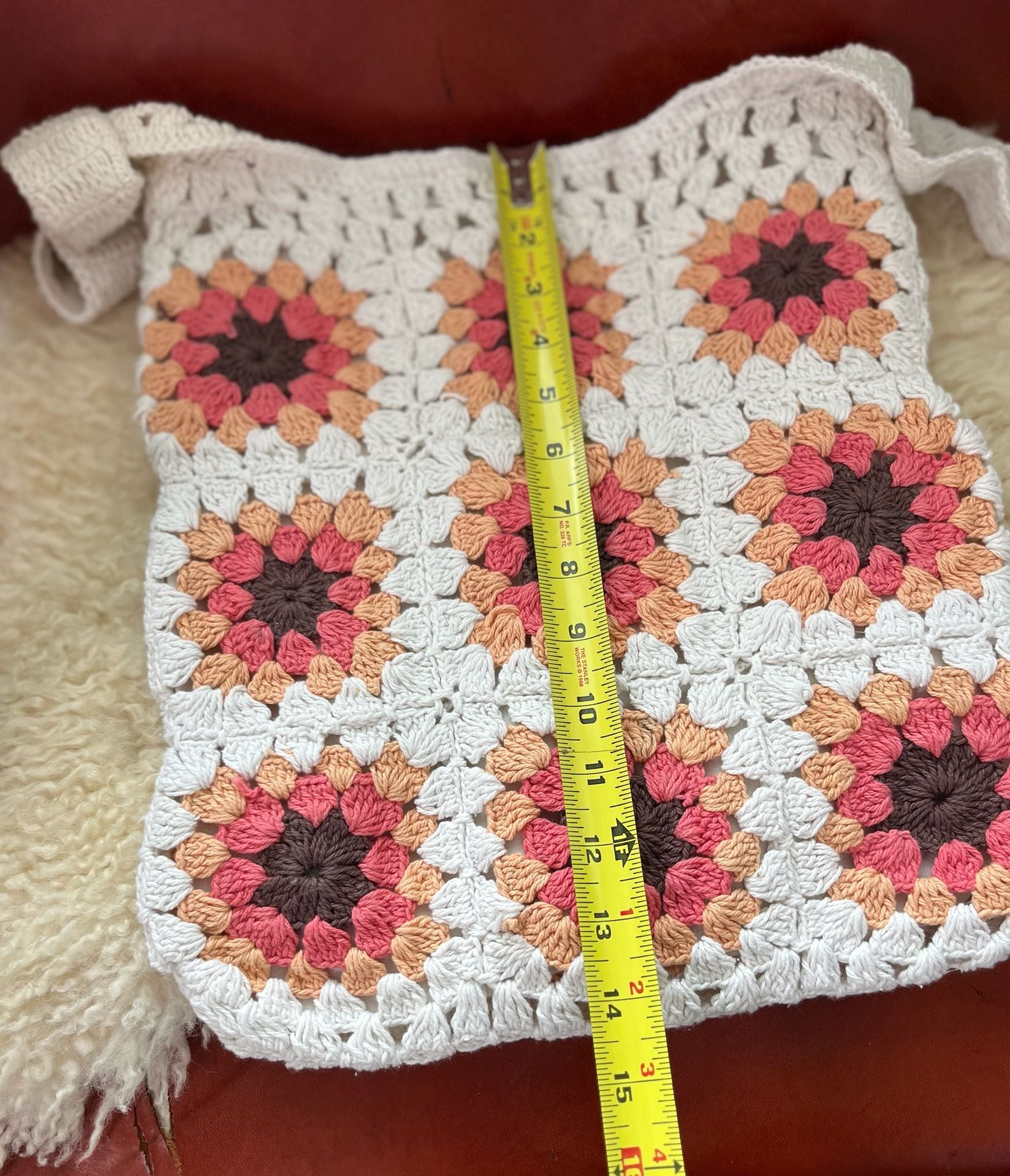 Handmade Boho Crochet Shoulder Bag Woven Knit Hippie Festival Granny Square Purse 7