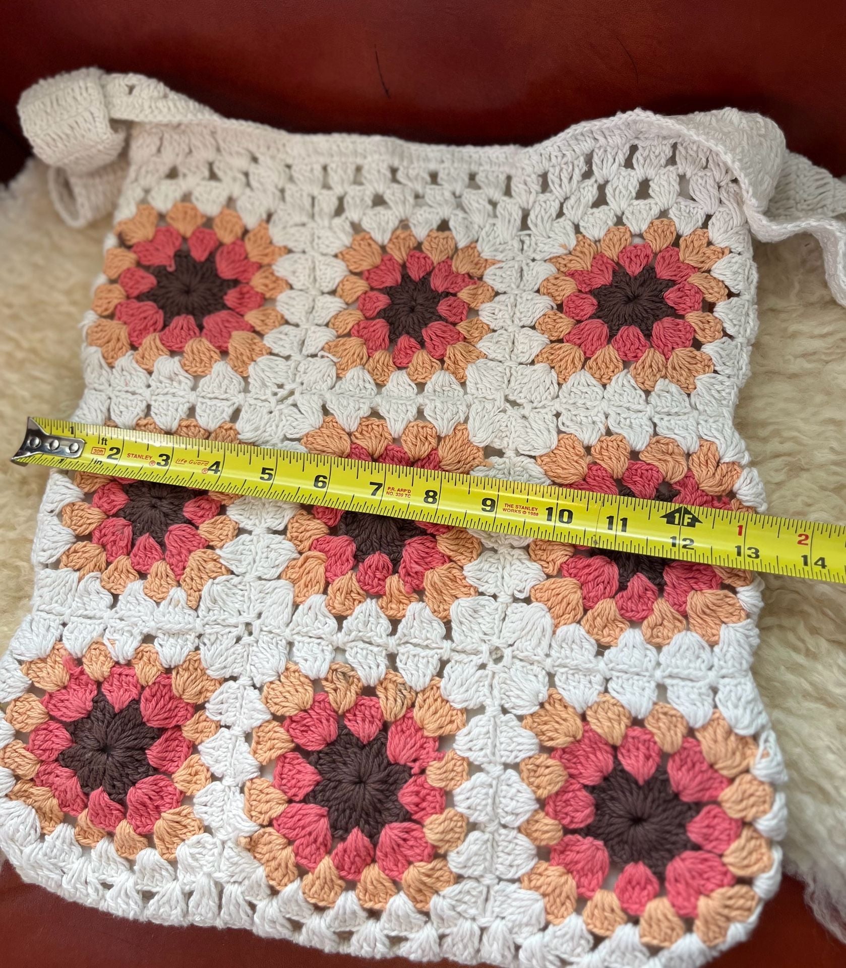 Handmade Boho Crochet Shoulder Bag Woven Knit Hippie Festival Granny Square Purse 8