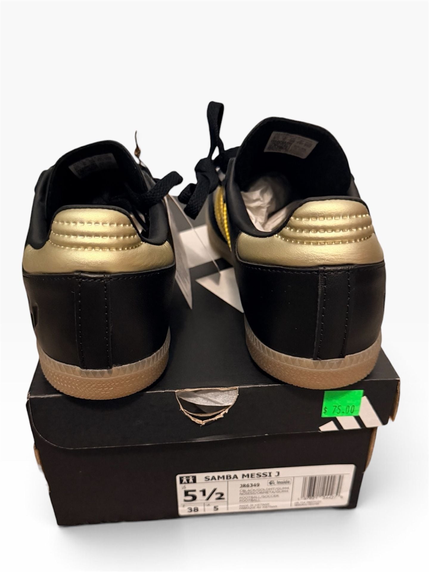 NEW Adidas Samba Lionel Messi Black and Gold 5.5Y, 7 Women FIBA SOCCER FOOTBALL 7