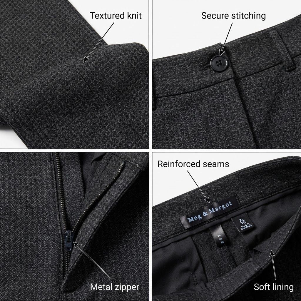 Meg & Margot Black Pull-On Ponte Pants, Size XL 4
