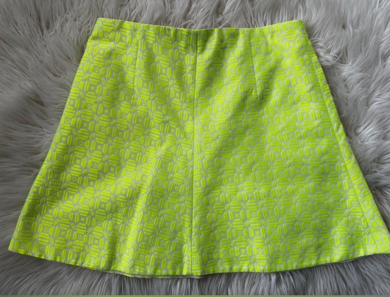 J. Crew Neon Yellow Jacquard Geometric Mini Skirt Size 6 2