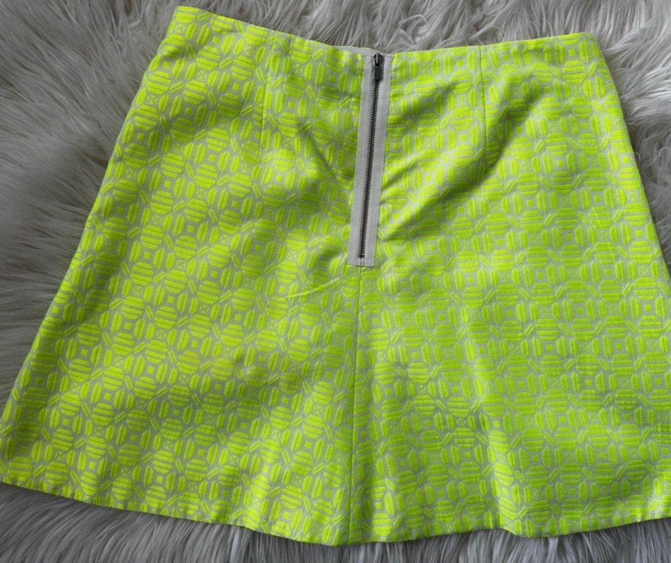 J. Crew Neon Yellow Jacquard Geometric Mini Skirt Size 6 4