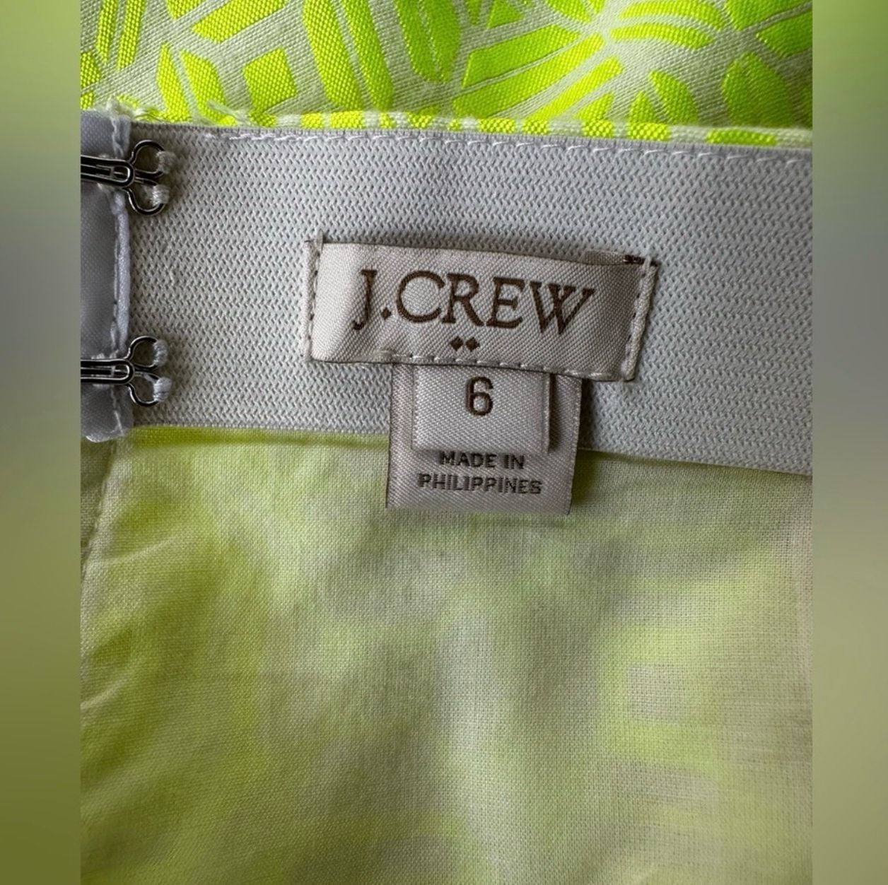 J. Crew Neon Yellow Jacquard Geometric Mini Skirt Size 6 3