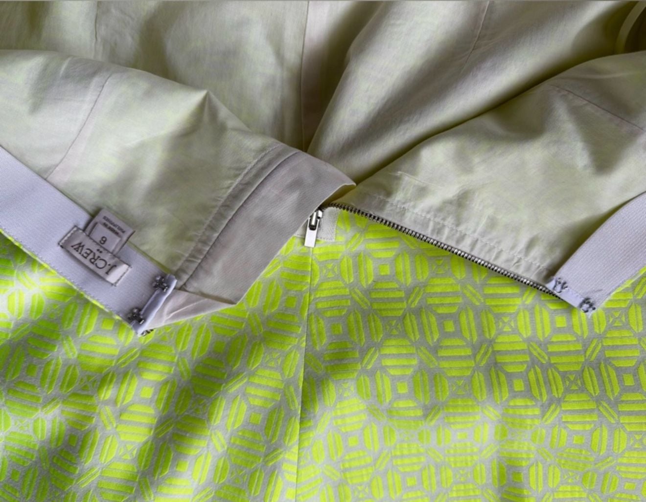 J. Crew Neon Yellow Jacquard Geometric Mini Skirt Size 6 5