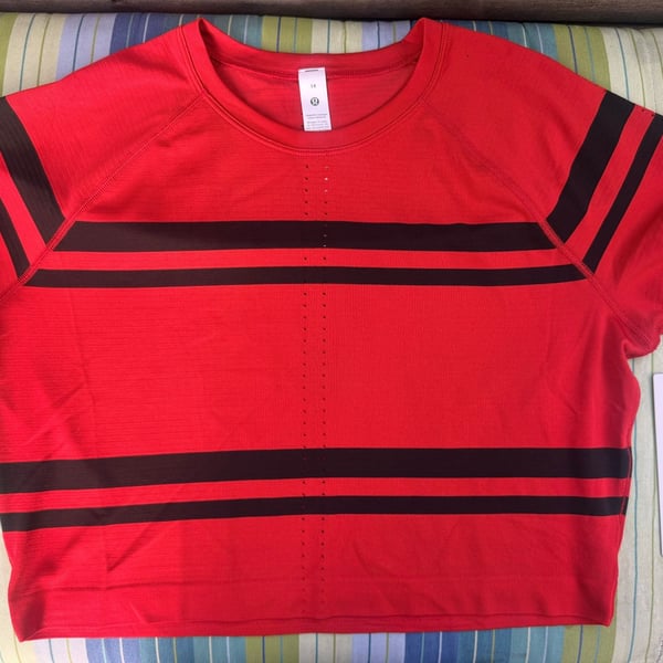 Lululemon Swiftly Tech Cropped Short-Sleeve Shirt 2.0 Stripe