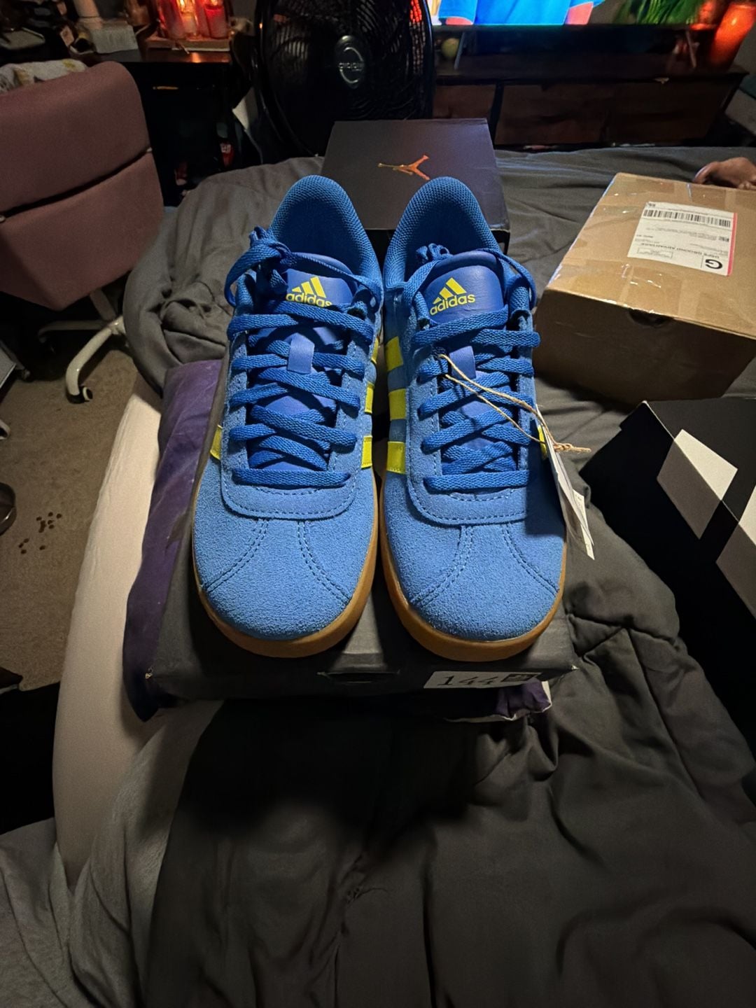 Adidas VL Court 3.0 K Kids Shoes Bright Royal/Pulse Lime/Gum Size 3 2