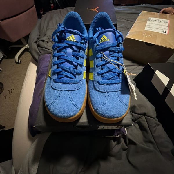 Adidas VL Court 3.0 K Kids Shoes Bright Royal/Pulse Lime/Gum Size 3