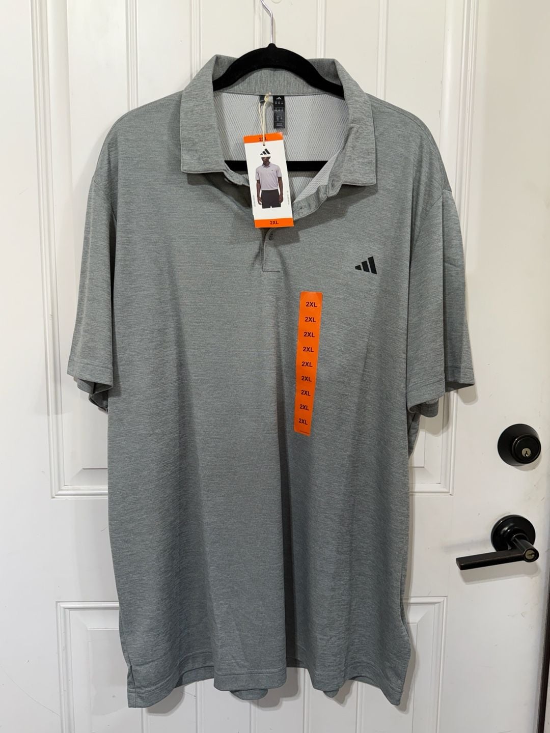 Adidas Men's Gray Value Polo 2 Heathered Short Sleeve Golf Shirt Size 2XL 2