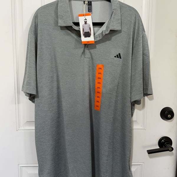 Adidas Men's Gray Value Polo 2 Heathered Short Sleeve Golf Shirt Size 2XL