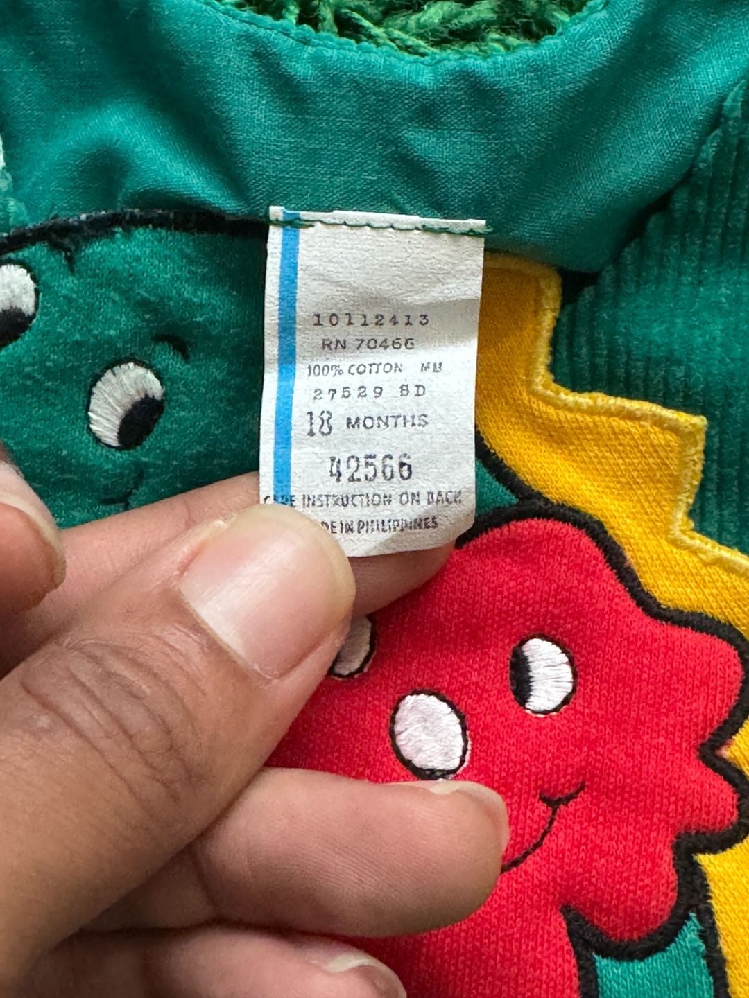 Vintage 70’s Dinosaur Applique Corduroy Romper Green 18 Months 4