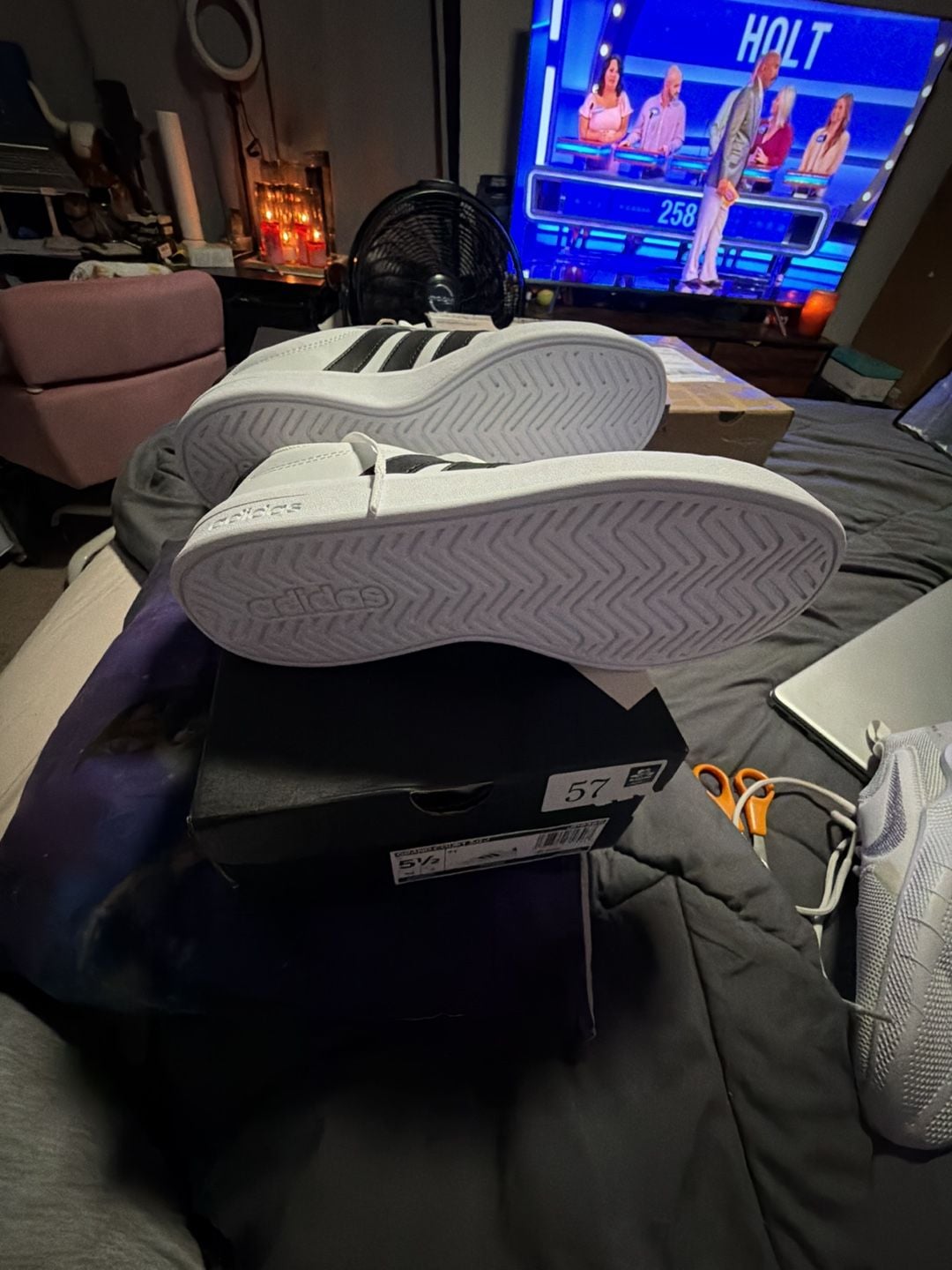 Adidas Grand Court 3.0 J White Black Sneakers 5