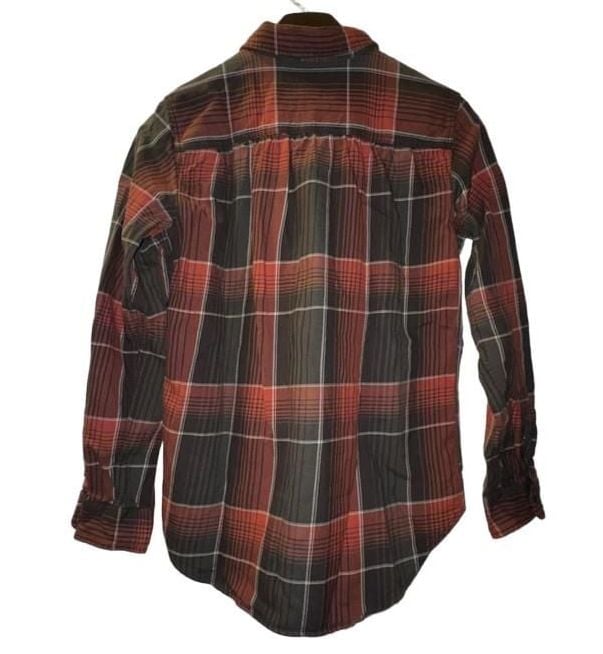 Filson Farrow Women’s L Red Gray Plaid Flannel Shirt Cotton Button Up 9