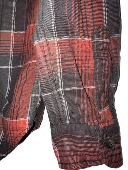 Filson Farrow Women’s L Red Gray Plaid Flannel Shirt Cotton Button Up 12