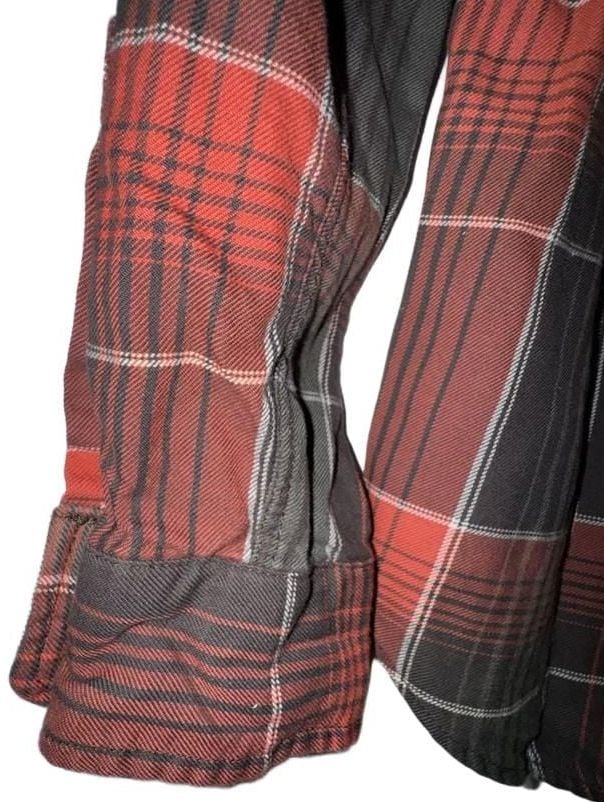 Filson Farrow Women’s L Red Gray Plaid Flannel Shirt Cotton Button Up 11