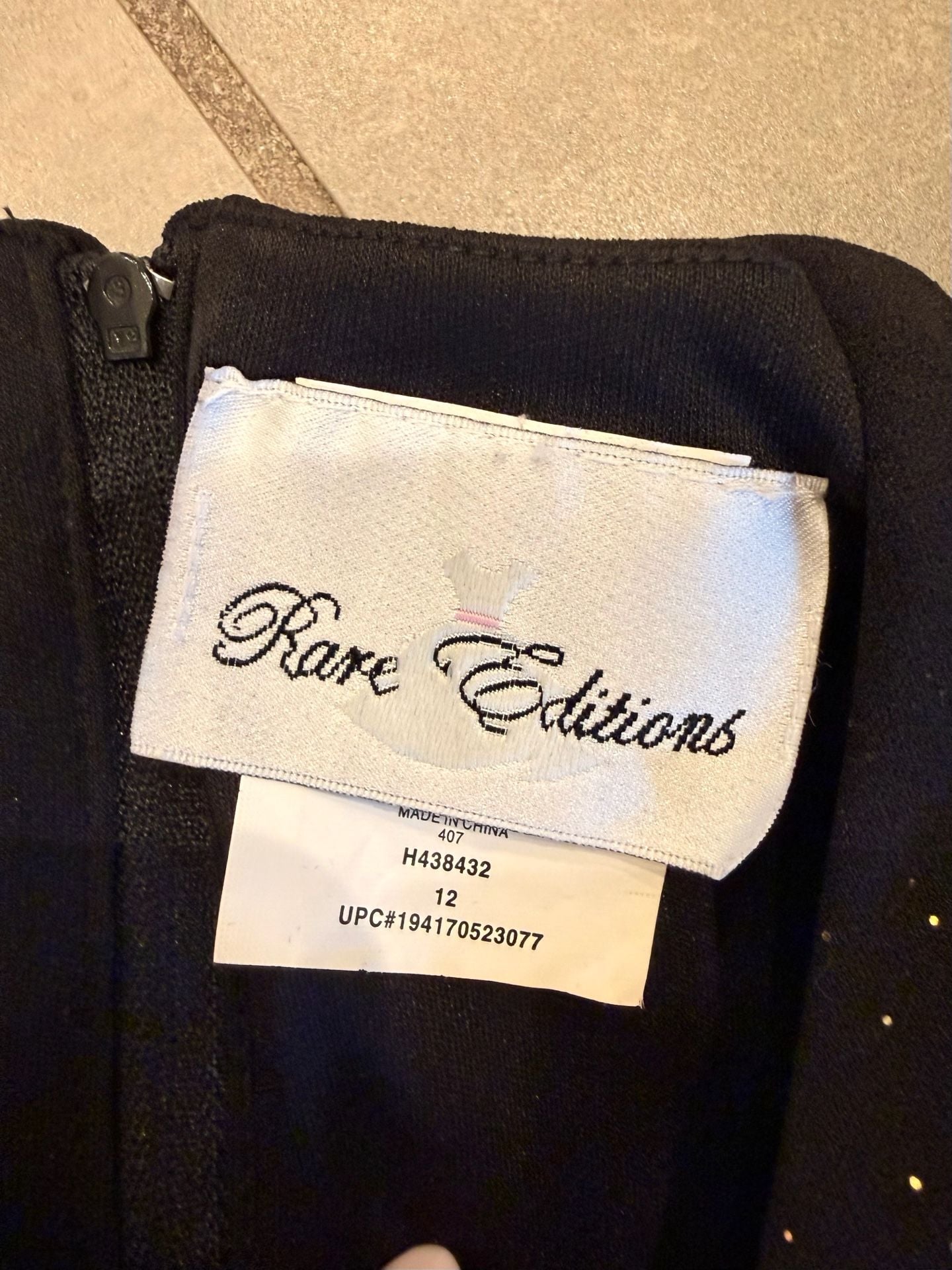 Rare Editions Black Glitter Shimmer Party Dress with Flutter Sleeves and Ruffle Hem Size 12 4