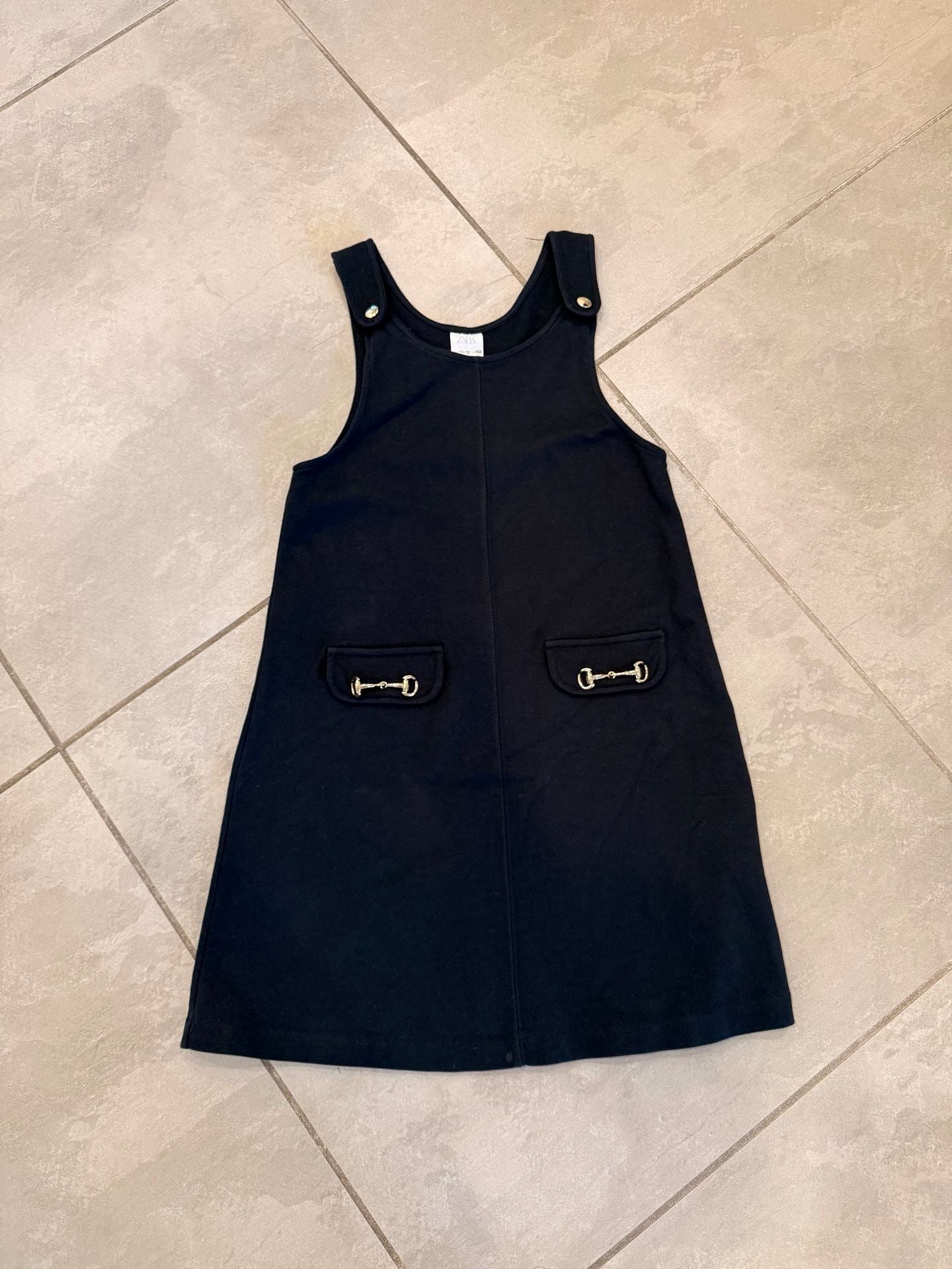 Zara Girls Navy Blue Pocket Detail Dress Size 11-12 2