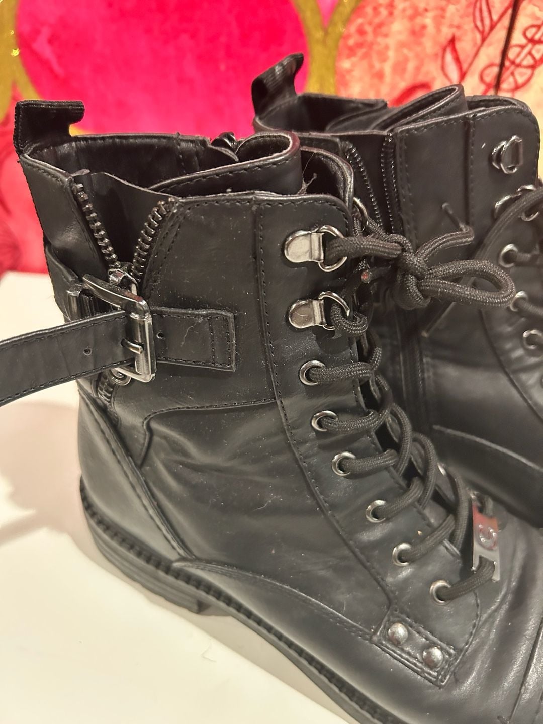 GBG Los Angeles Black Combat Boots Size 8M 7