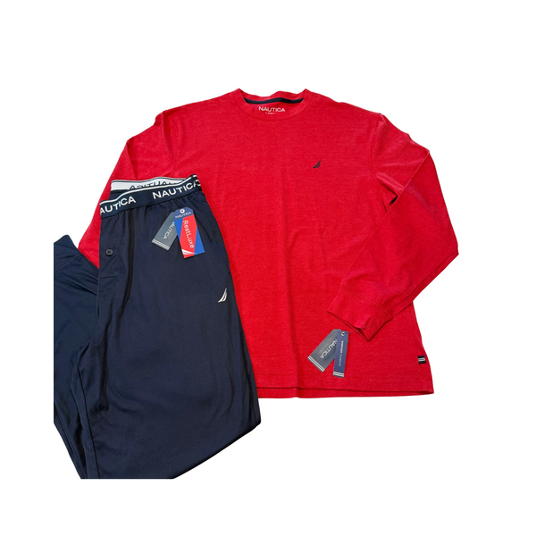 Nautica Men's Everyday Classics Long-Sleeve Sleep T-Shirt and Pants Pajama
