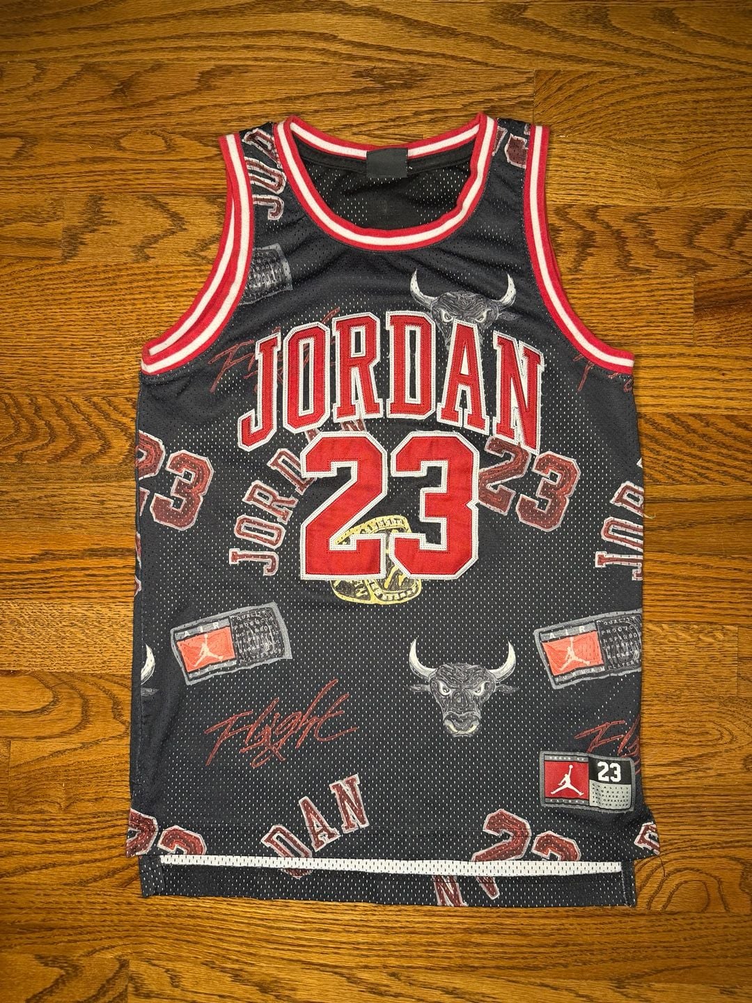 Jordan Kids Grade School JDN 23 AOP Tank Jersey Size M Black Red 2