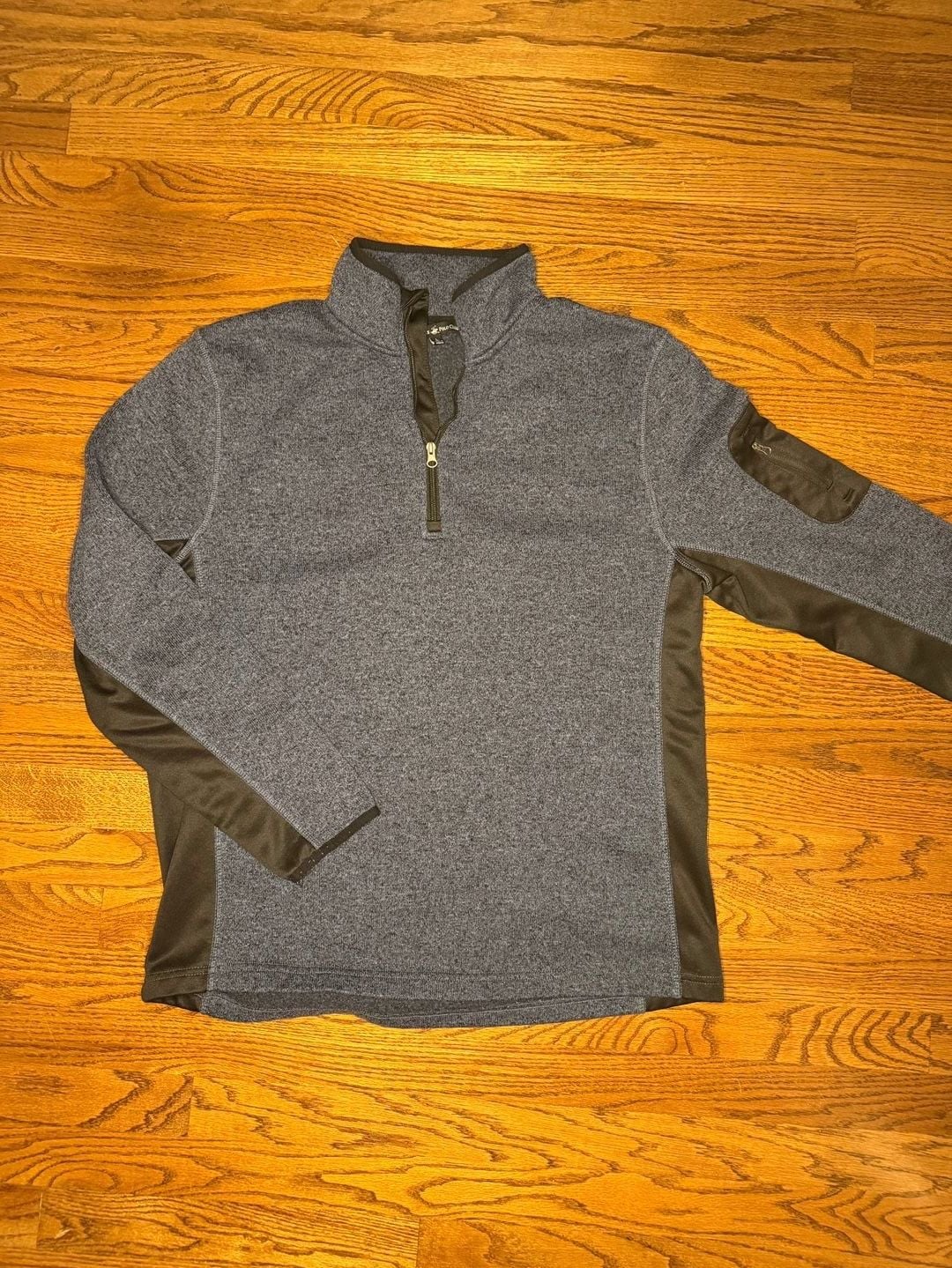 Beverly Hills Polo Club Men's 1/4 Zip Heather Gray Fleece Sweater with Arm Pocket Size L 2