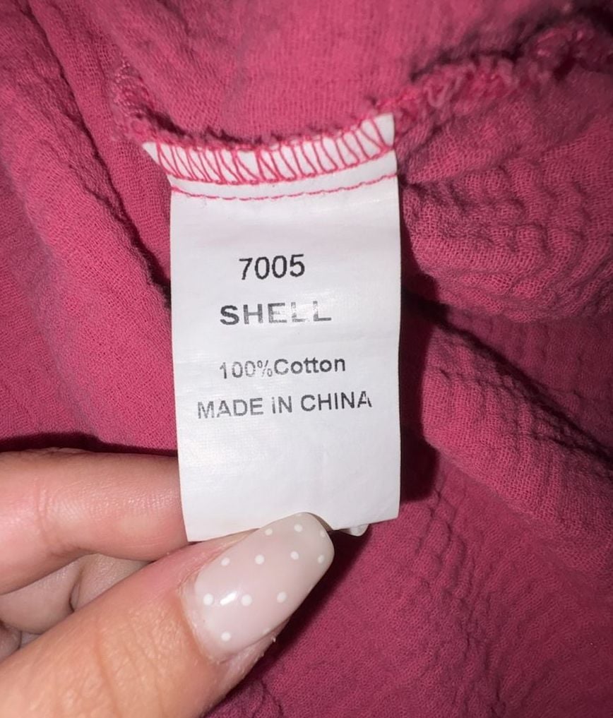 100% Cotton Fashion Pink Cotton Gauze Long Sleeve Button Down Shirt Size L 3