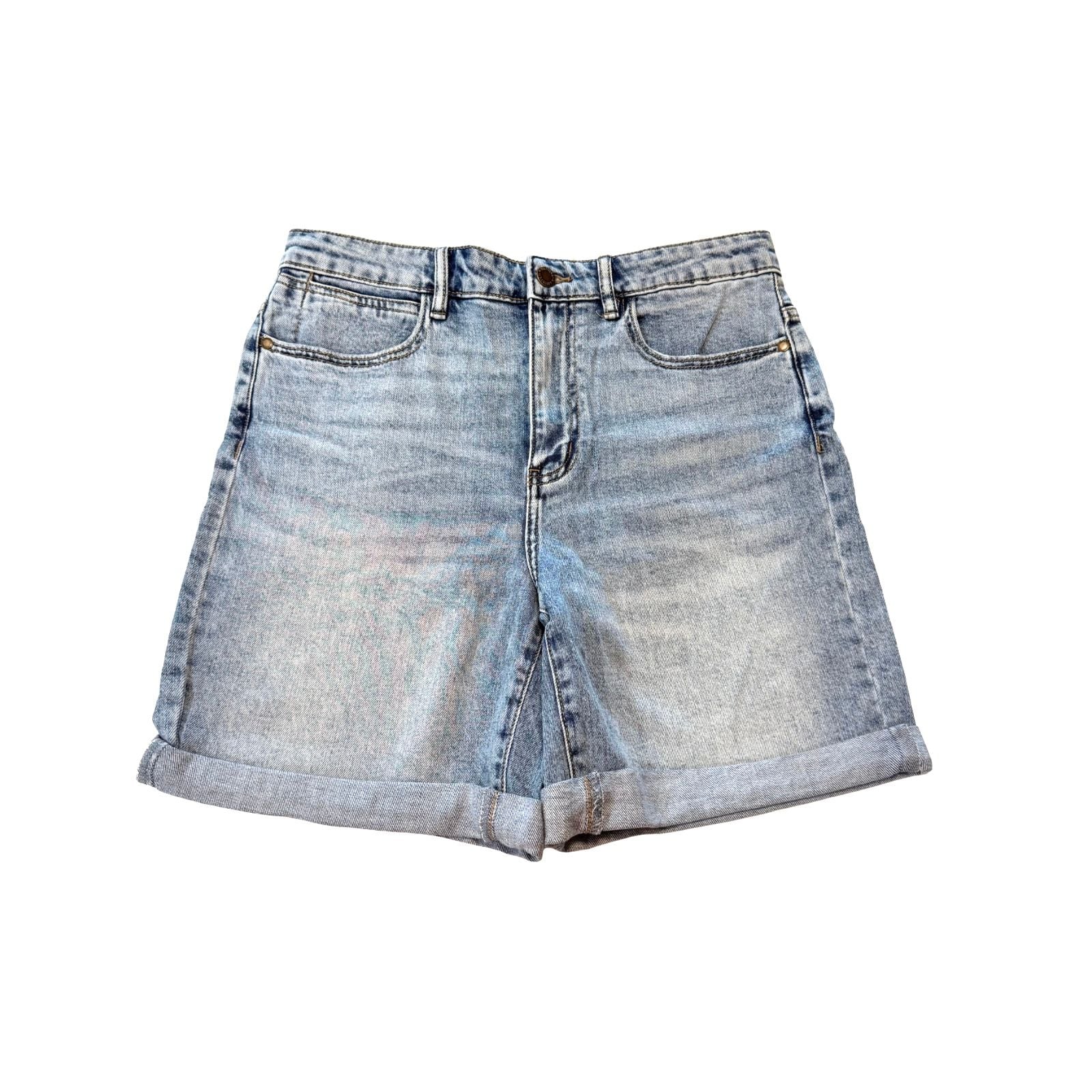 Wrangler Women's High Rise Denim Shorts Light Blue Size 8 Rolled Unrolled 2