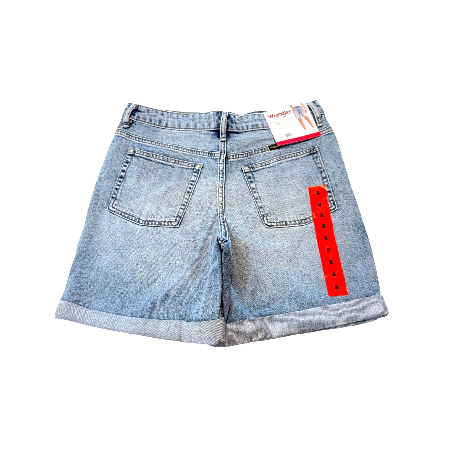 Wrangler Women's High Rise Denim Shorts Light Blue Size 8 Rolled Unrolled 3