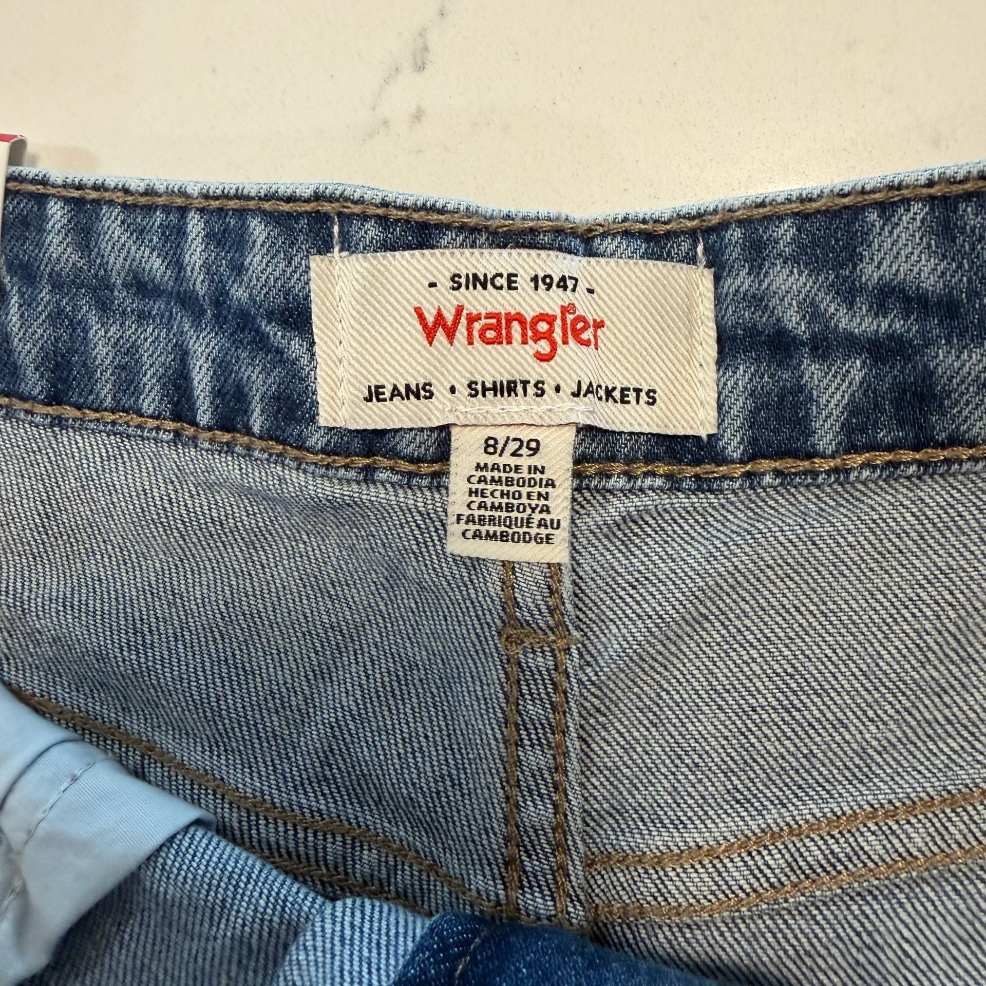 Wrangler Women's High Rise Denim Shorts Light Blue Size 8 Rolled Unrolled 6