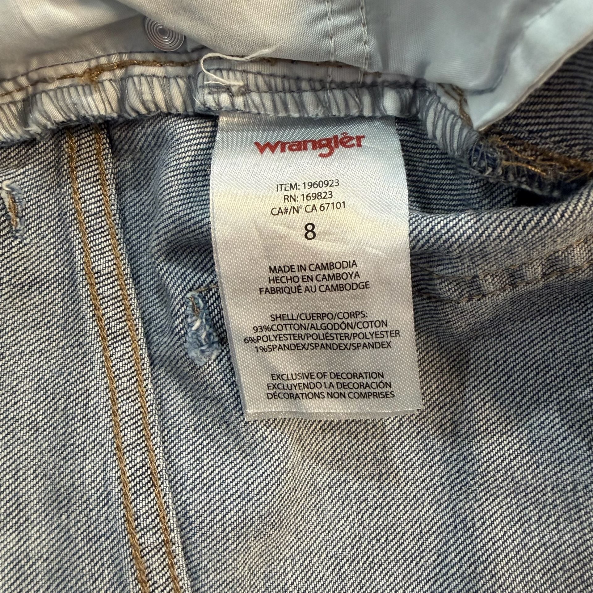 Wrangler Women's High Rise Denim Shorts Light Blue Size 8 Rolled Unrolled 8