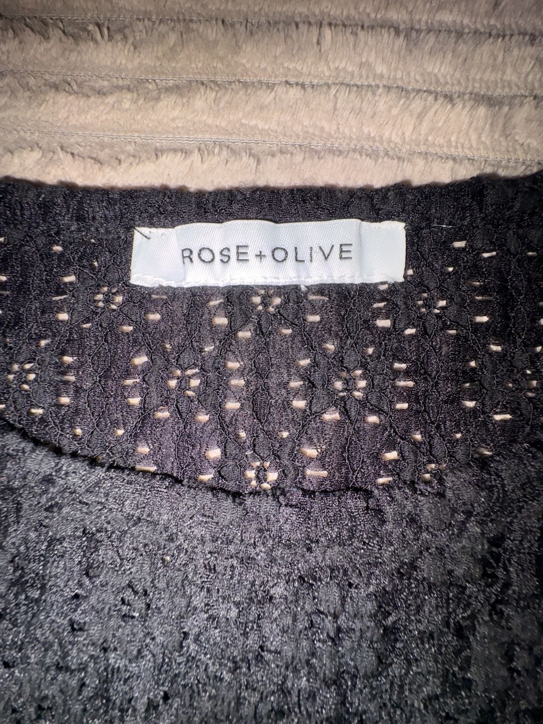 Rose + Olive Black Sheer Lace Short Sleeve Top 5